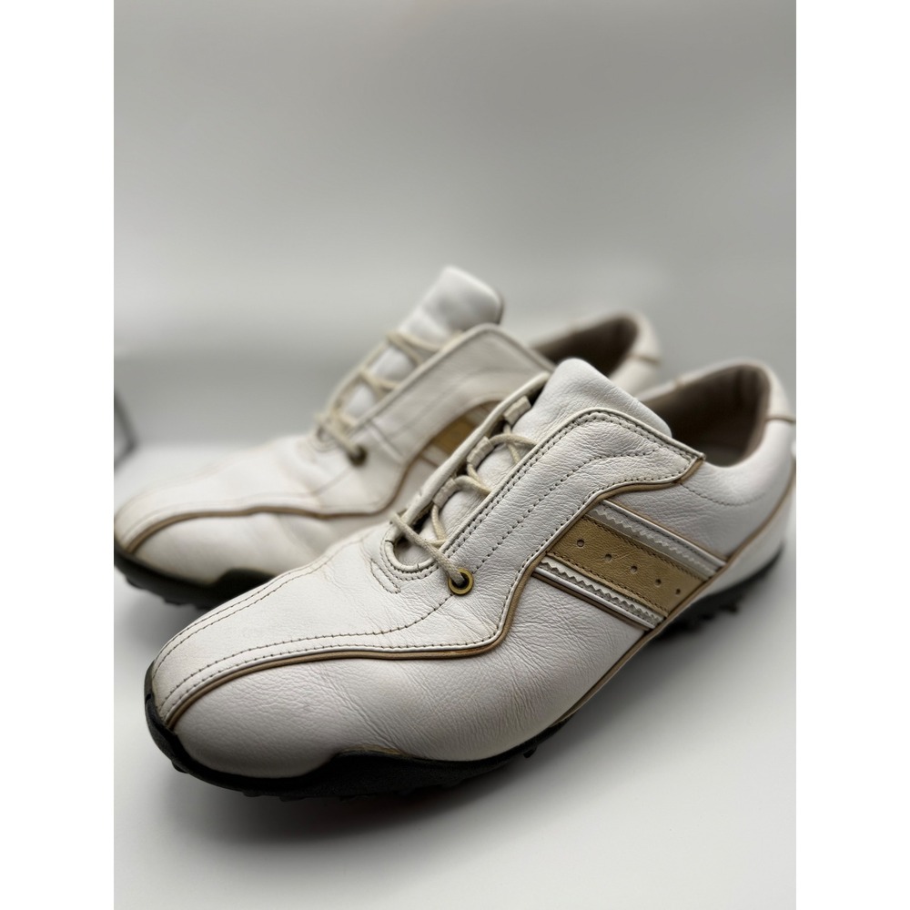 FootJoy LoPro Collection Womens White Leather Golf Shoes Size 8M Tan Accents